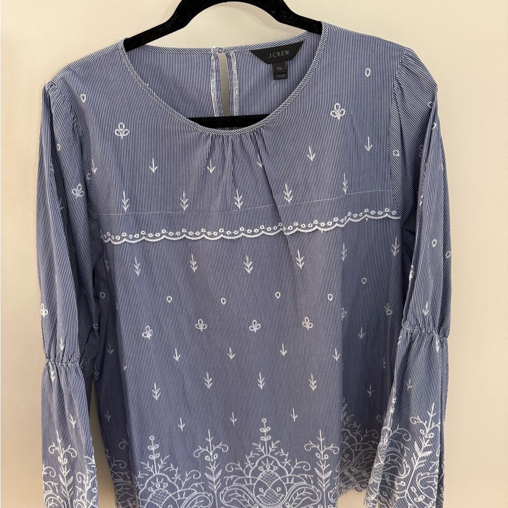 J. Crew Blue Embroidered Women's Blouse